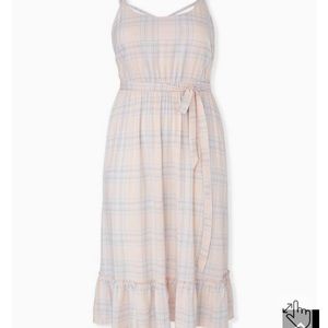 TORRID MIDI CHALLIS SHIRRED DRESS SIZE 0